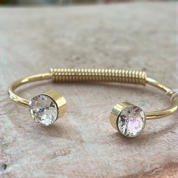 Gold Tone Cuff Bracelet with Austrian Crystals - NWT - Picture 1 of 4